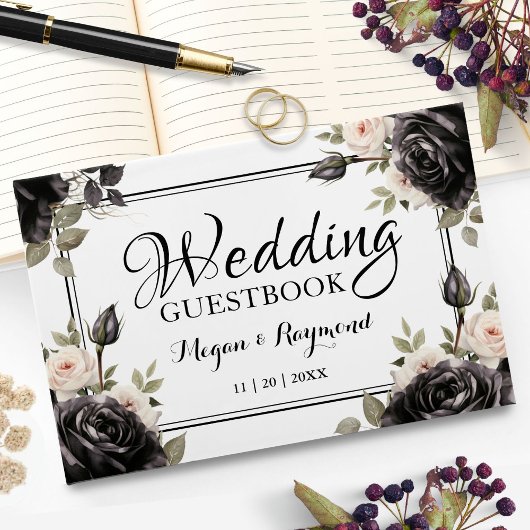 Gothic Zwart Rozen  Gothic Bruiloft Gast Gastenboek