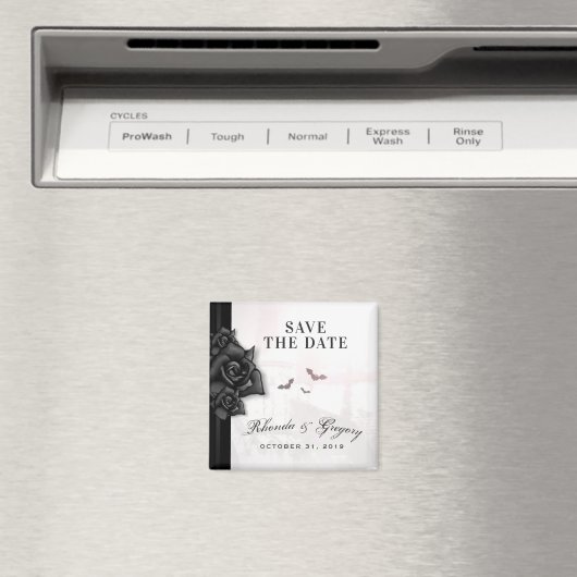 Gothic zwart Rozen & vleermuizen Halloween bruilof Magneet (Insitu (Vaatwasser))