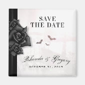 Gothic zwart Rozen & vleermuizen Halloween bruilof Magneet (Voorkant)