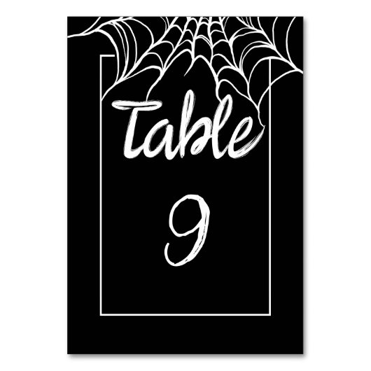 Gothic Zwart Spooky Halloween Trouwtafel Kaart (Voorkant)