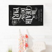 Gothic zwart tot de dood ons deel bruiloft banner (Insitu)