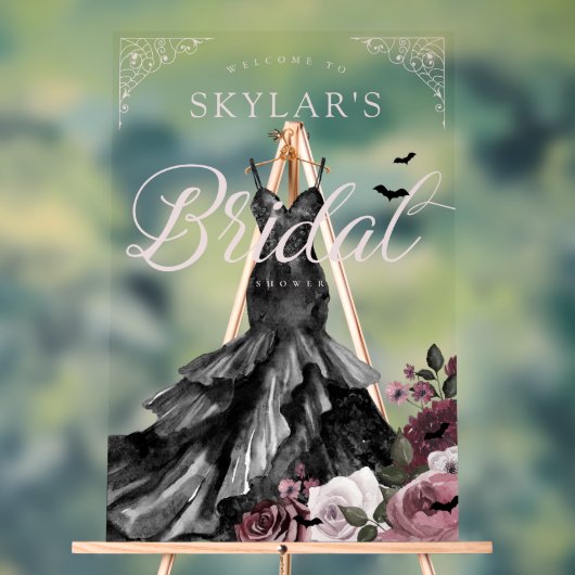 Gothic Zwart Trouwjurk Vrijgezellenfeest Welkom Acryl Bord (Neutraal)