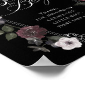 Gothic Zwart Waterverf Bloemen Boeken voor Baby Si Poster (Hoek)