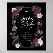 Gothic Zwart Waterverf Bloemen Boeken voor Baby Si Poster (Voorkant)
