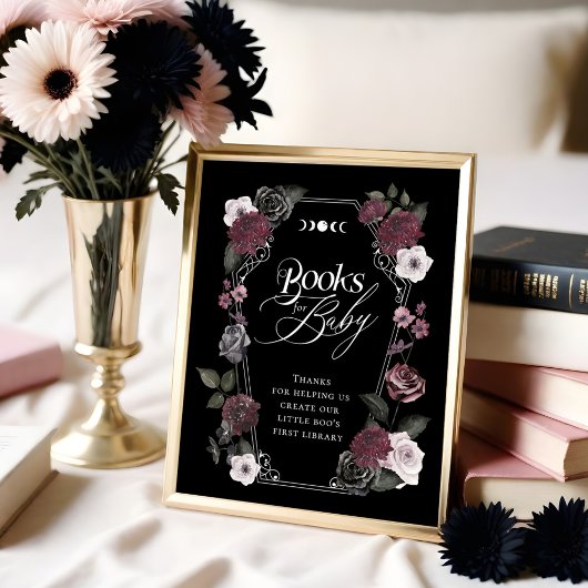 Gothic Zwart Waterverf Bloemen Boeken voor Baby Si Poster