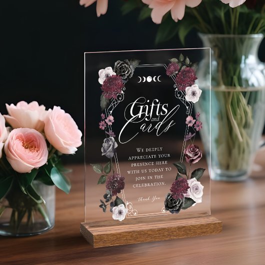 Gothic Zwart Waterverf Bloemen Cadeaus & Kaarten Acryl Bord