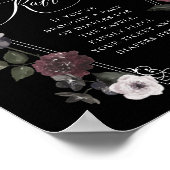 Gothic Zwart Waterverf Bloemen Luier Raffle teken Poster (Hoek)