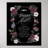 Gothic Zwart Waterverf Bloemen Luier Raffle teken Poster (Voorkant)