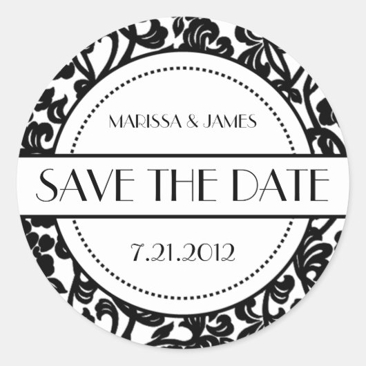 Gothic Zwart & Wit Bloeiende Envelopverbindingen Ronde Sticker (Voorkant)