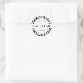 Gothic Zwart & Wit Bloeiende Envelopverbindingen Ronde Sticker (Tas)