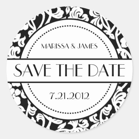 Gothic Zwart & Wit Bloeiende Envelopverbindingen Ronde Sticker (Voorkant)