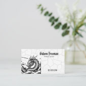 Gothic Zwart & Wit Dragon Tattoo Artist Visitekaartje (Staand voorkant)