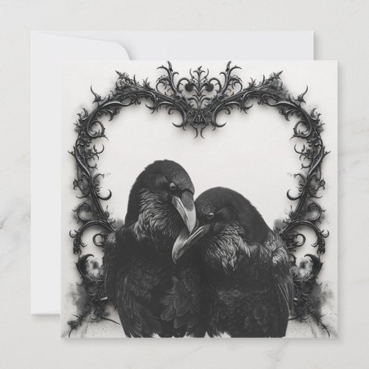 Gothic zwart & wit filigraan hart bruids lunch kaart (Achterkant)