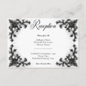 Gothic Zwart & Wit Filigraan Hart Ontvangst Informatiekaartje (Voorkant)