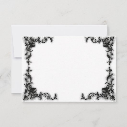 Gothic zwart & wit filigraan hart QR-code RSVP Kaartje (Achterkant)