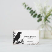 Gothic Zwart & Wit Gritty Textuur Kraai Tattoo Visitekaartje (Staand voorkant)