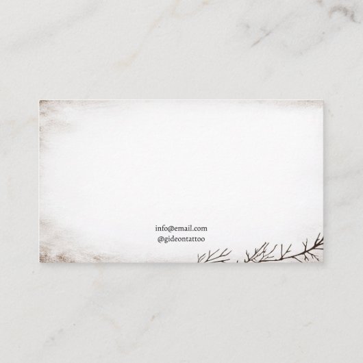 Gothic Zwart & Wit Gritty Textuur Kraai Tattoo Visitekaartje (Achterkant)