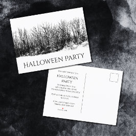Gothic Zwart Wit Halloween Party Uitnodiging Briefkaart