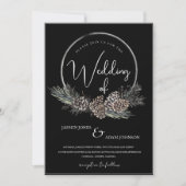 Gothic Zwart-wit Kerstkrans Bruiloft Kaart (Voorkant)