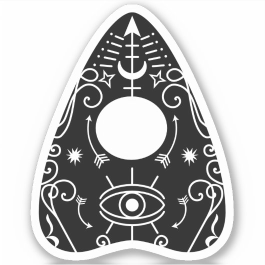 Gothic Zwart Wit Planchette Spooky Eye Halloween Sticker (Voorkant)