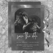 Gothic Zwart & Wit Raven Omhelzen Bruiloft Save The Date