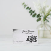 Gothic Zwart & Wit Rose Tattoo Artiest Visitekaartje (Staand voorkant)
