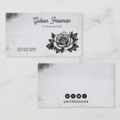 Gothic Zwart & Wit Rose Tattoo Artiest Visitekaartje (Voorkant / Achterkant)