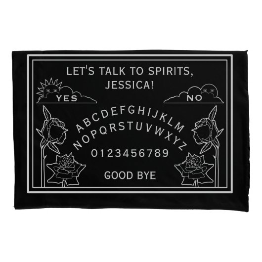 Gothic Zwart Wit Rozen Talking Board Kussensloop (Voorkant-Links)