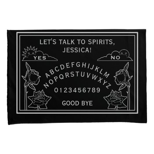 Gothic Zwart Wit Rozen Talking Board Kussensloop (Voorkant-Rechts)