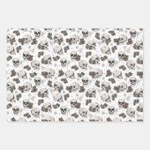 Gothic zwart-wit schedels en strepen Halloween Inpakpapier Vel (Voorkant 3)