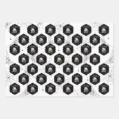 Gothic zwart-wit schedels en strepen Halloween Inpakpapier Vel (Voorkant)