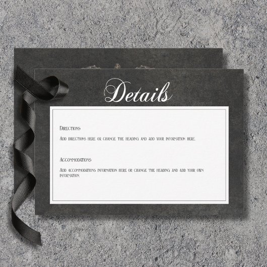 Gothic Zwart & Wit Schedels & Hart Details Informatiekaartje