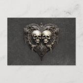 Gothic Zwart & Wit Schedels & Hart Receptie Informatiekaartje (Achterkant)