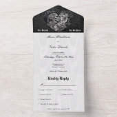 Gothic Zwart & Wit Skelet Paar Diner All In One Uitnodiging (Binnen)
