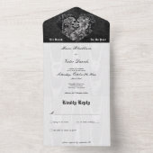 Gothic Zwart & Wit Skelet Paar Geen Diner All In One Uitnodiging (Binnen)