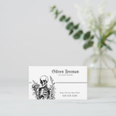 Gothic Zwart & Wit Skelet Tattoo Artiest Visitekaartje (Staand voorkant)