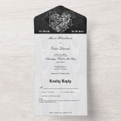 Gothic Zwart & Wit Skeleton Paar Details All In One Uitnodiging (Binnen)