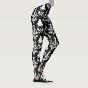 Gothic zwart wit spookpatroon leggings