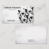 Gothic zwart & wit sprankelende vlinders Tattoo Visitekaartje (Voorkant / Achterkant)