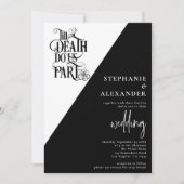 Gothic zwart wit tot de dood ons deel bruiloft kaart (Voorkant)