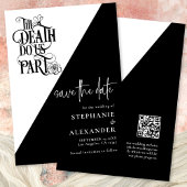 Gothic zwart wit tot de dood ons deel bruiloft save the date