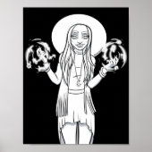 Gothic zwart wit Vrouw anime heks illustratie Poster (Voorkant)