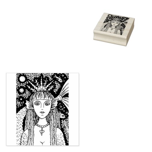 GOTHIC ZWART ZEE ZEEMEERMIN, FANTASY RUBBER STEMPE RUBBERSTEMPEL (Gestempeld)