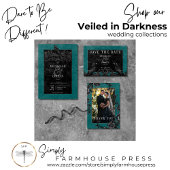 Gothic zwarte boog & zwarte Rozen Blauwgroen QR-co All In One Uitnodiging