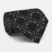 Gothic Zwarte Damast Raven Stropdas (Opgerold)