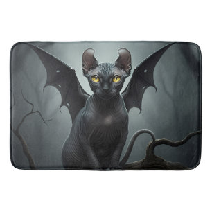 Gothic Zwarte Elf Sphynx Cat Bat Wings Art Badkame Badmat