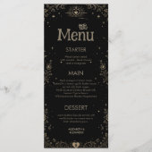 Gothic Zwarte Griezeltarot Bruiloft Menu (Voorkant)