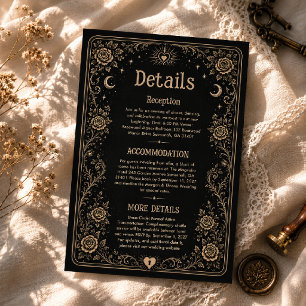 Gothic Zwarte Griezeltarot Huwelijksdetails Informatiekaartje