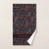 Gothic Zwarte Kat & Donkere Bloemen Gepersonalisee Bad Handdoek (Handdoek)