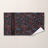 Gothic Zwarte Kat & Donkere Bloemen Gepersonalisee Bad Handdoek (Handdoek)